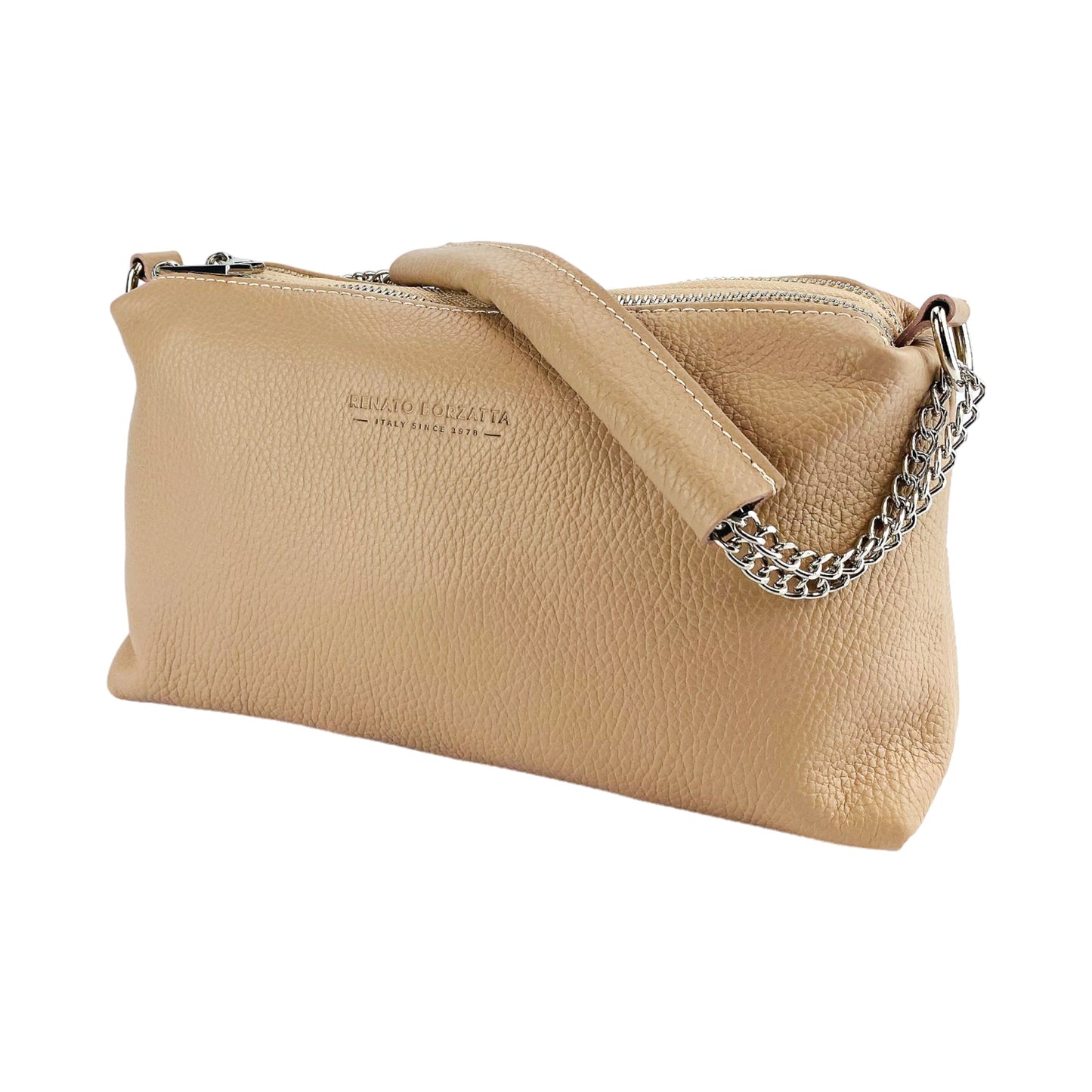 RB1025AU | Borsa Donna a Mano con doppia lampo in Vera Pelle Made in