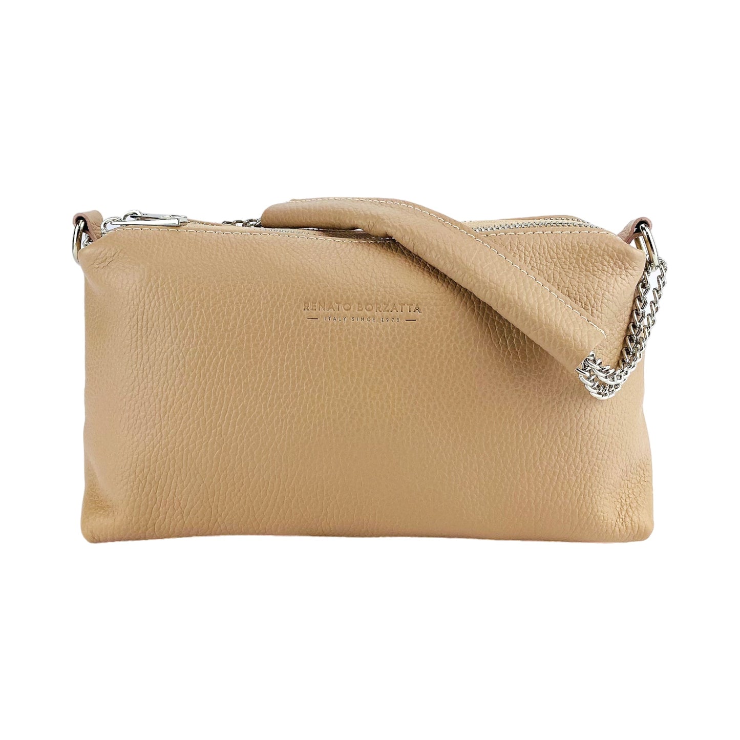 RB1025AU | Borsa Donna a Mano con doppia lampo in Vera Pelle Made in